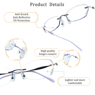 Cynthia Metal Geometric Rimless Eyeglasses - LifeArtVision