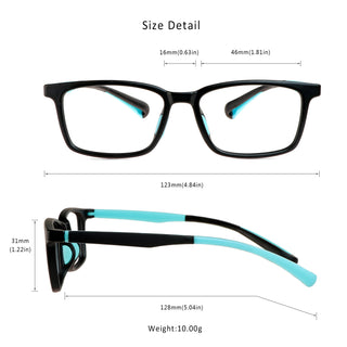 Yolande TR&Silica gel Rectangle Kid's Eyeglasses - LifeArtVision