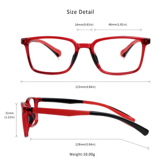 Yolande TR&Silica gel Rectangle Kid's Eyeglasses - LifeArtVision