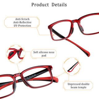 Yolande TR&Silica gel Rectangle Kid's Eyeglasses - LifeArtVision