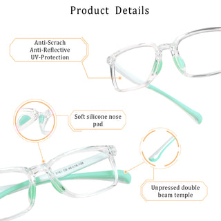 Yolande TR&Silica gel Rectangle Kid's Eyeglasses - LifeArtVision