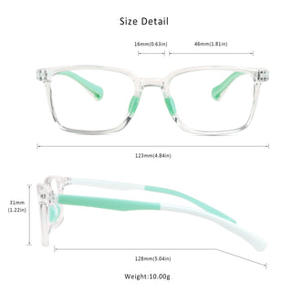 Yolande TR&Silica gel Rectangle Kid's Eyeglasses - LifeArtVision