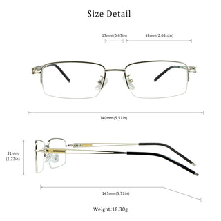 William Metal Rectangle Eyeglasses - LifeArtVision