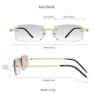 Cole Metal Rectangle Rimless glasses - LifeArtVision