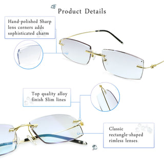 Cole Metal Rectangle Rimless glasses - LifeArtVision