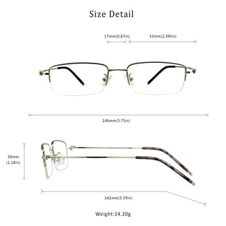 Joce Metal Rectangle Eyeglasses - LifeArtVision